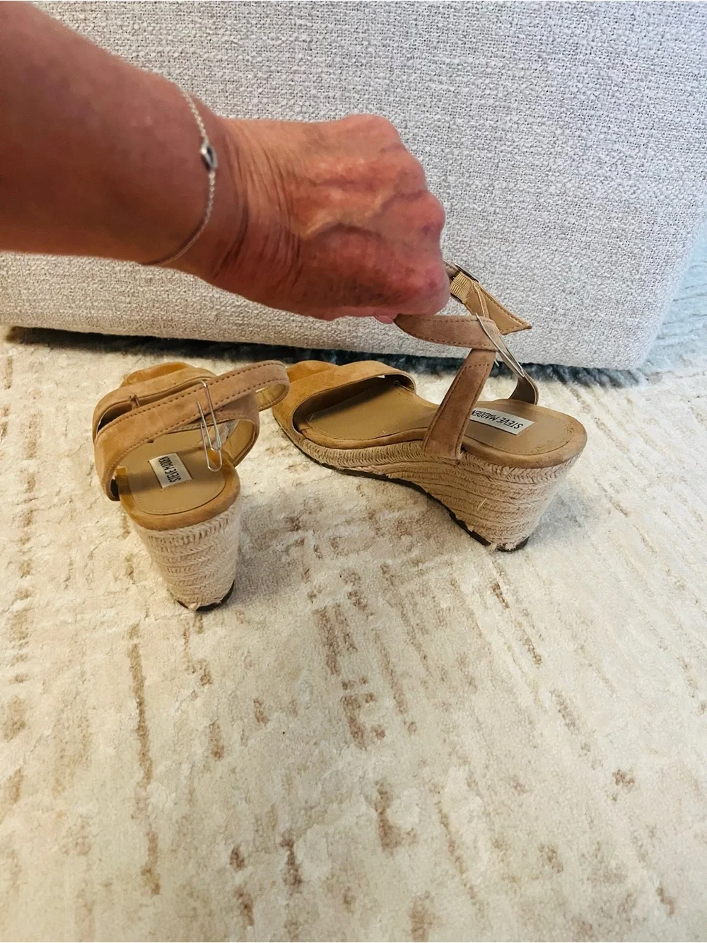 Steve Madden GREAT PRICE!! Tan Espadrille Wedge Sandals with Ankle Strap
